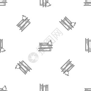 几何书籍和苹果图案无缝矢量图片