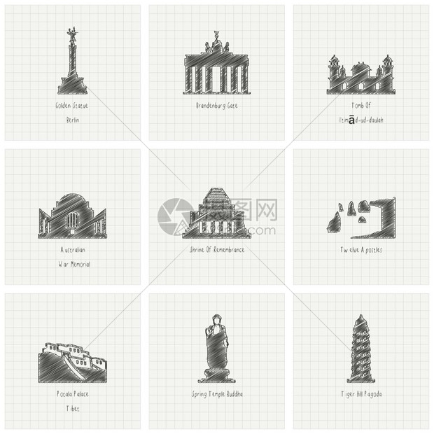 世界著名里程碑设计矢量图图片素材-正版创意图片302191769-摄图网