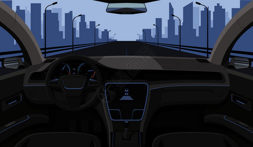 驾驶员仪表板和高速公路矢量图图片