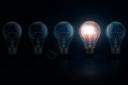 有灯泡的创意概念其中之一是发光领导力个机会商业矢量背景创新思想灯泡灵感动力插图有的创意概念和其中之一正在发光领导力机会商业矢量背背景图片