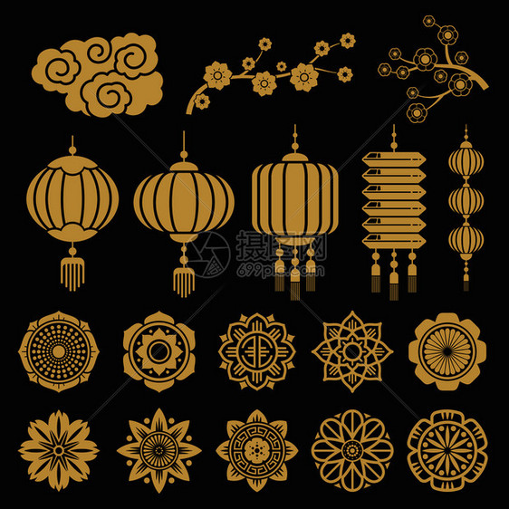 日本传统装饰设计矢量元素图片