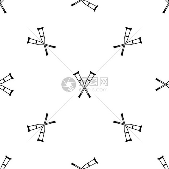 拐杖无缝黑色重复图案卡通矢量元素图片