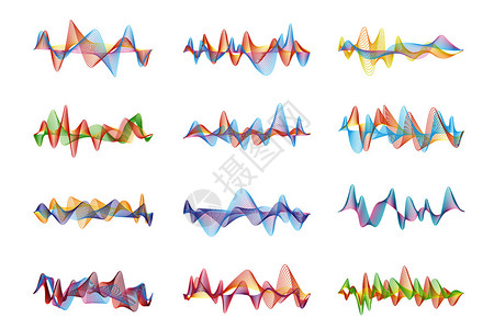 平衡器面板的语音或乐数字可视化矢量均衡器波频谱彩色显示电子数字音频抽象声波音或乐数字可视化背景图片
