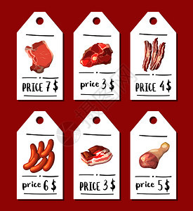 卡通肉类促销海报标签价格图片