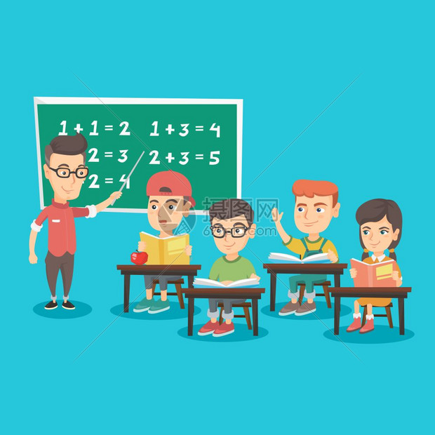 教师向儿童解释数学