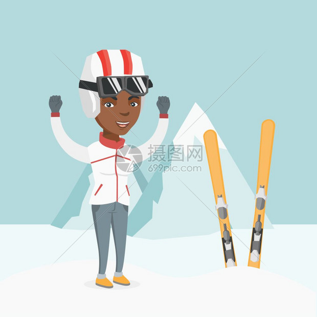高兴的滑雪者图片