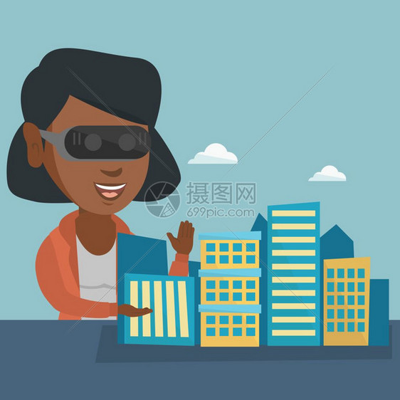 VR眼镜看城市建筑图片