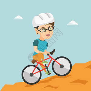 骑着山地自行车的年轻女孩 图片