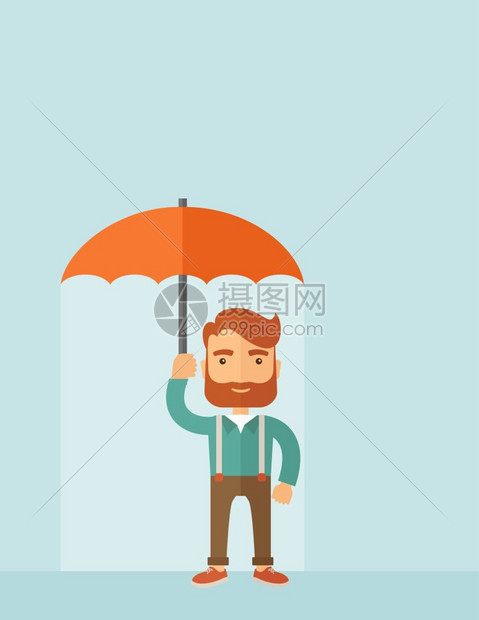 站在保护伞下的商人图片