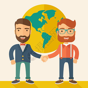 手拉手的合伙人卡通矢量插画图片素材