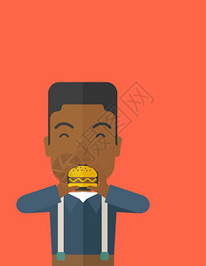 一个吃汉堡包的人图片