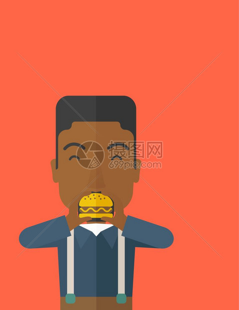 一个吃汉堡包的人图片