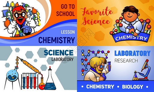 化学横幅卡通风格图片