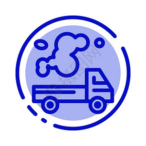 数字绘画绿色汽车卡排放物气体污染蓝色点线图标插画