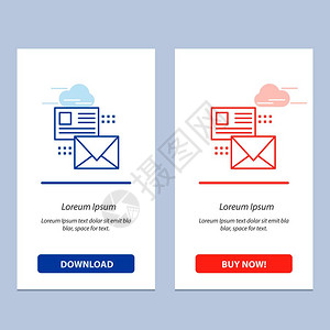 邮件对话电子邮件列表蓝色和红下载购买网络部件卡模板图片