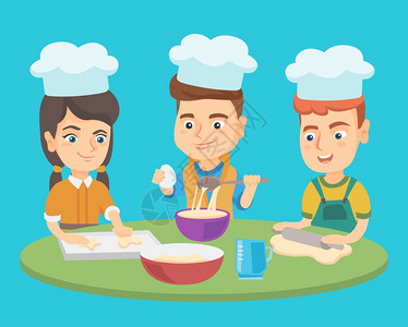儿童做饼干插画_儿童做饼干卡通_儿童做饼干插图_手绘_板绘_摄图网