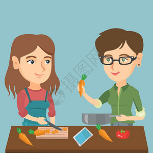 两位做菜的人图片