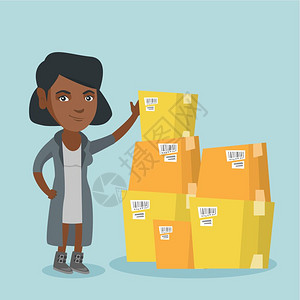 搬不动箱子的女孩插画