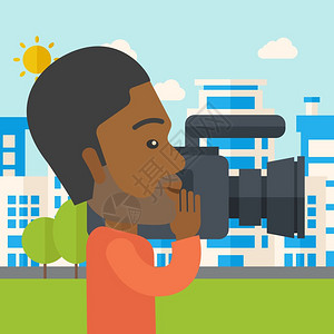 非洲摄影师建筑背景插画图片