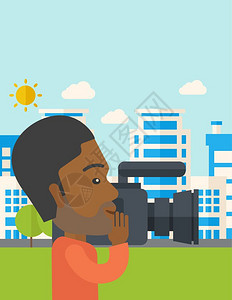 非洲摄影师建筑背景插画图片