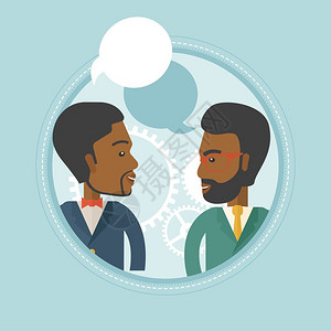 两位非洲商人讨论商业计划卡通矢量插画图片
