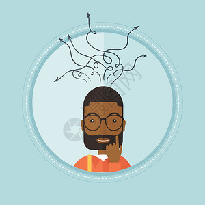 在决策过程中受到启发的非洲商人卡通矢量插画图片素材