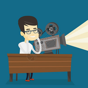 桌子视频电影放映员插画