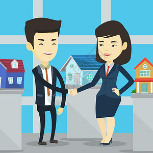 客户握手插画_客户握手卡通_客户握手插图_手绘_板绘_摄图网