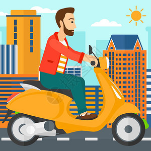 骑摩托车城市背景插画图片