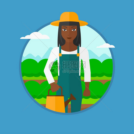 持有水壶的非裔女农民图片