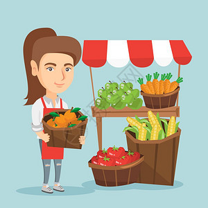 卖水果和蔬菜的人背景图片