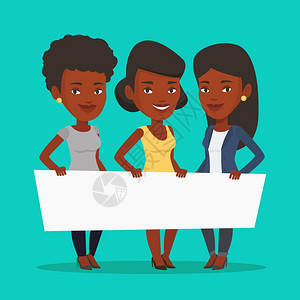 3名非洲美青年妇女持有白板图片