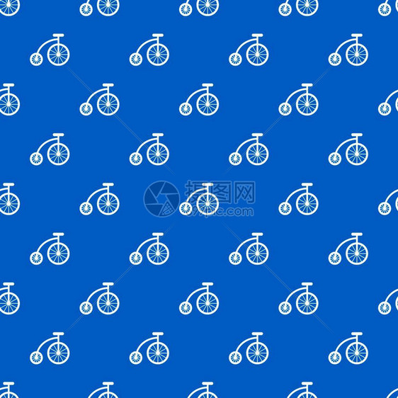 蓝色儿童自行车无缝重复矢量几何图图片