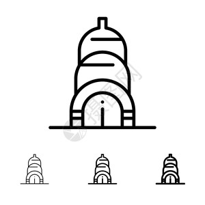 catfight帝国chrysle建筑我们用一个粗的黑线图标集插画