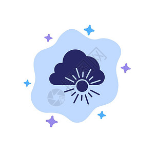 水冬天抽象云背景上的自然春太阳蓝图标插画