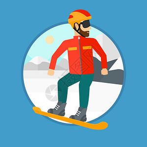 山上滑雪的年轻人 图片