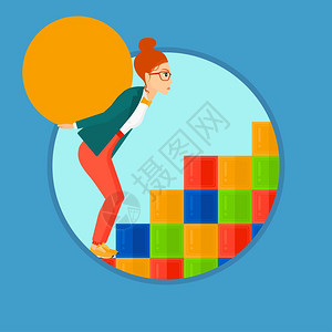 彩色混凝土身穿彩色立方体背着一块大石身着混凝土球的年轻女子身着巨型混凝土球的年轻女子插画