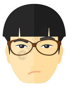矢量平面设计插图中被嫉妒的人孤立在白色背景上被嫉妒的人戴眼镜插画