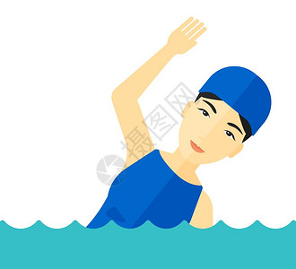 党内组织生活培训一名身着水矢量平板设计插图顶部培训的亚洲游泳运动