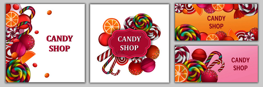 甜糖日快乐果的标语套装现实地展示了快乐糖果日为网络设计置的矢量标语快乐糖果日的标语套装着现实的风格图片