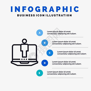 带有5个步骤演示的图表背景服务线标图片