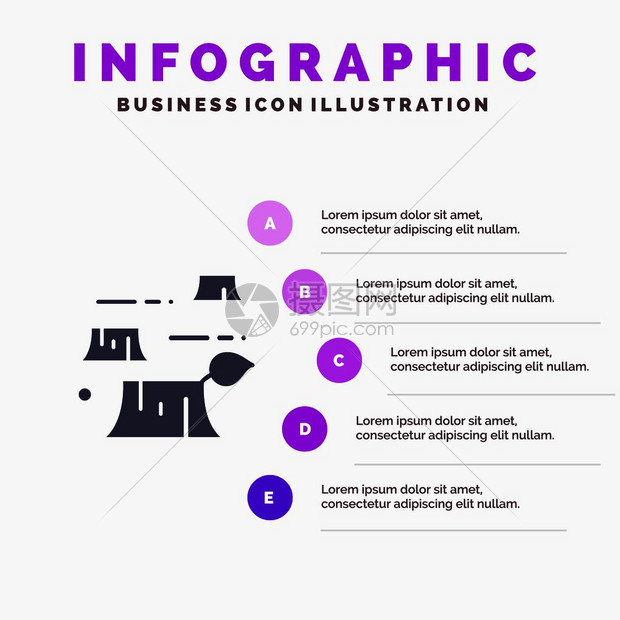 以树桩矢量元素为主的5个步骤的演示图图片