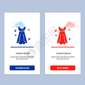 服装妇女婚纱礼蓝色和红下载购买网络部件卡模板图片