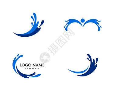 斯威什水浪spash符号和图标志识模板矢量插画