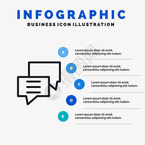气泡聊天客户讨论有5个步骤演示信息图表背景的群列标背景图片
