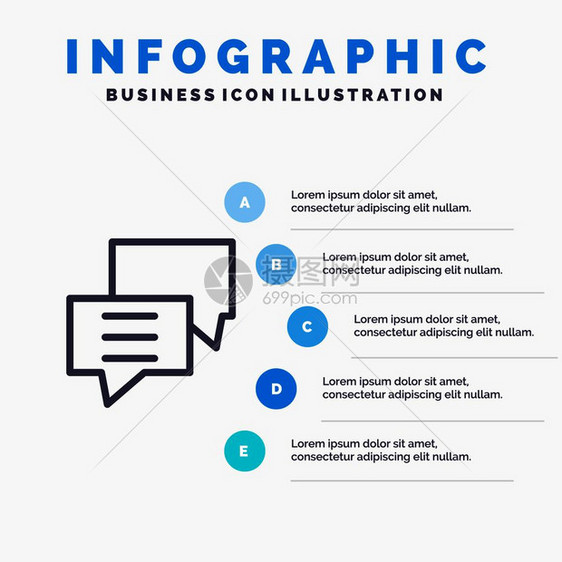 气泡聊天客户讨论有5个步骤演示信息图表背景的群列标图片