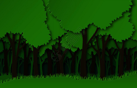 3d折纸森林矢量插画图片