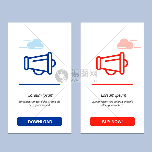 扩音器宣布营销扬声器蓝色和红下载现在购买网络部件卡模板图片