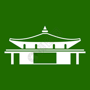 旅游 亚洲绿色背景上孤立的寺庙图标白矢量说明寺庙图标绿色插画