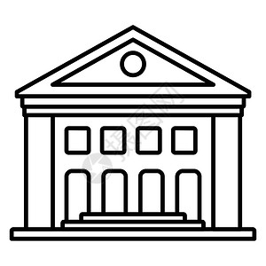 旧法院矢量图标用于孤立白色背景的网络设计旧法院图标大纲样式插画